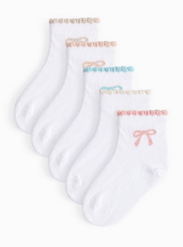 Bow Detail Ankle Socks 5 Pack 12-24 months